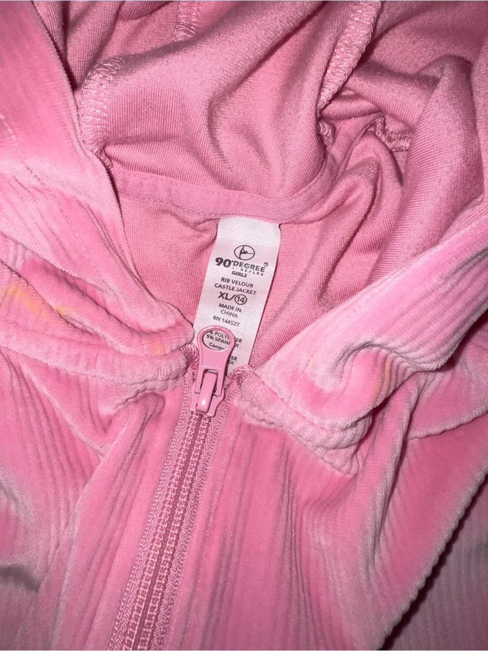 90 Degree By Reflex Pink Velour Hoodie & Jogger Pajama Set